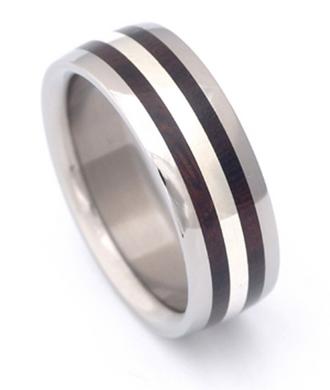 Pure Tungsten and Titanium Desert Iron Wood Double Row Band Mens or Ladies Custom Made Hand Crafted WEDDING Bands Any Size 4-17 & 1/4 sizes
