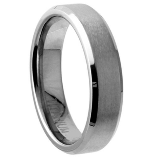 Titanium Wedding Band 5mm Width Satin & Polished Edges Design Size 5 6 7 8 9 10 11 12