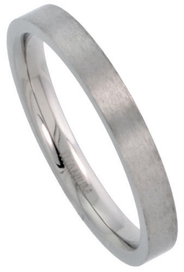 Titanium Wedding Band Comfort Fit Ring 3mm Width Pipe Flat Matte Finish Polish Men or Womens Size 5 6 7 8 9 10 11 12