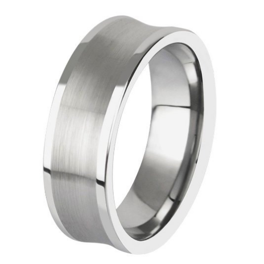 Tungsten Rings Wedding Bands 8mm Wide Satin Center Comfort Fit Size 8 9 10 11