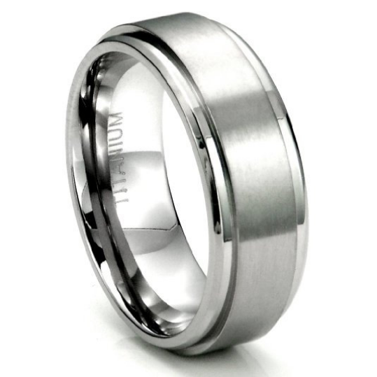 Mens Titanium 8MM Flat High Polish Brush Finish Wedding Band Ring FREE gift Box Size 7 8 9 10 11 12 13 13.5