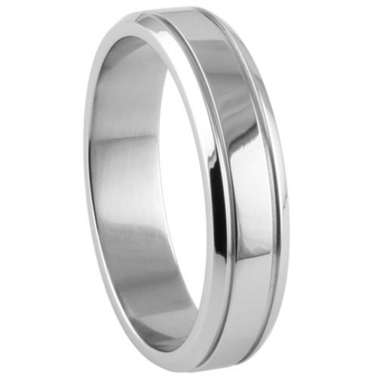 Silver Wedding Band Sterling 925 Polished Finish 7mm Custom Made Double Groove Design Size 5 6 7 8 9 10 11 12 13 14 15