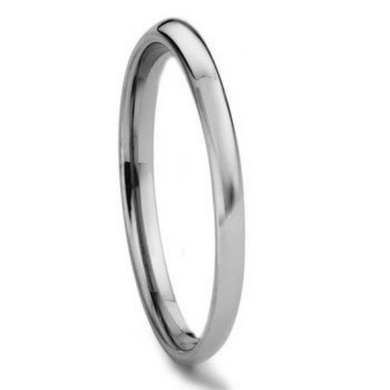 Tungsten Carbide 2MM Plain Dome Wedding Band Ring Size 4-11 High Polished Comfort Fit Design