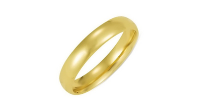 14kt Yellow Gold Wedding Band 4mm Half Dome High Polish Design Custom Made Size 4 5 6 7 8 9 & 1/4 Size increments