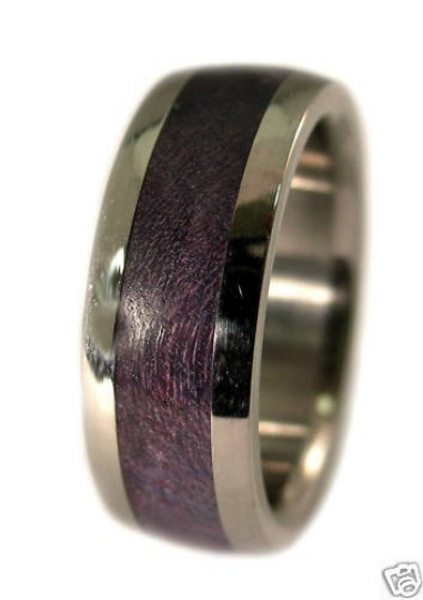 Titanium Wooden Ring Purple Maple Burl Wood Band Mens or Ladies Wedding Bands Size 4 5 6 7 8 9 10 11 12 13 14 15 16 17