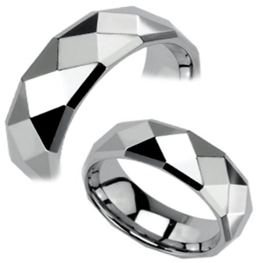 Tungsten Ring His or Hers 6MM 8MM Wedding Bands Prism Design Polished Sizes 5 - 14