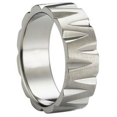 Titanium Wedding Band 6MM & 8MM Unique Design Satin Polished Ring FREE gift Box Size 5 to 14