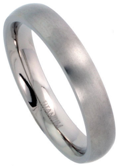 Titanium Wedding Band Comfort Fit Ring 4mm Width Domed Matte Finish Men or Womens Size 5 6 7 8 9 10 11 12