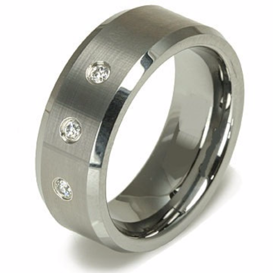 Tungsten Wedding Band Comfort Fit Round Diamond 0.25pts. Custom Designed Men & Women Available in Sz 4 5 6 7 8 9 10 11 12 13 14 15 16 17