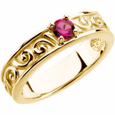 Mothers Ring Design 14kt yellow Gold 4mm Stone Ruby or any Gemstone Preffered Size 3 4 5 6 7 8 9 Plus Half Sizes