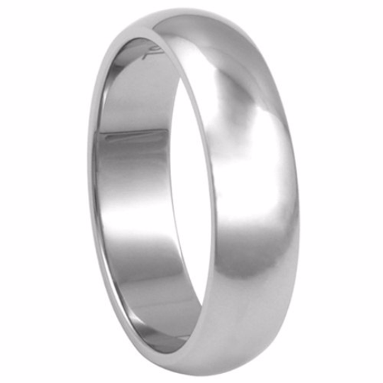 14kt White Gold Wedding Band 6mm Half Dome