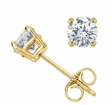 Diamond Earring Studs in 14kt Yellow or 14kt White Gold Gold Baskets for Pierced Ears Natural Genuine Diamonds 0.47pts Total Carat Weight
