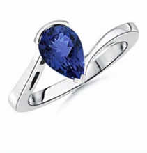 Tanzanite Ring Pear Shape Cut 1.84cts in 14kt White Gold