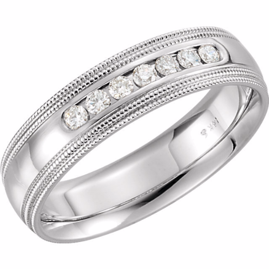 14kt White Gold Wedding Band 6mm Width