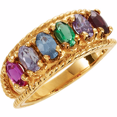 Mothers Ring 14k yellow Gold 5X3mm Oval Stone Emerald Ruby Citrine Peridot Sapphire Garnet any Stone Preffered Sz 3 4 5 6 7 8 9 Half Sizes