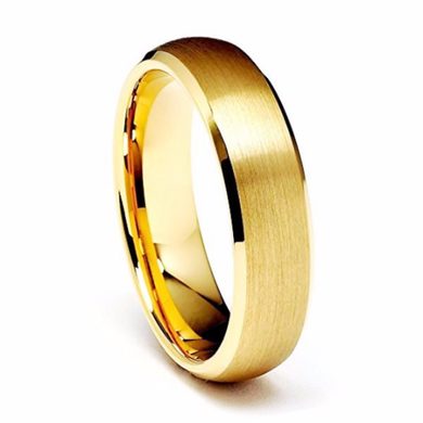 Wedding Band 14kt Yellow Gold or White Gold Band 6mm Flat Beveled Edge Satin Design Custom Made Size 4 5 6 7 8 9 & 1/4 Size increments