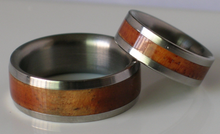 TITIANIUM KOA WOOD Wedding Bands His and Hers Hawaiian Wooden Ring Set Commitment Rings