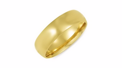 14kt Yellow Gold Wedding Band 6mm Half Dome High Polish Design Custom Made Size 4 5 6 7 8 9 & 1/4 Size increments