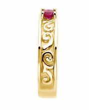 Mothers Ring Design 14kt yellow Gold 4mm Stone Ruby or any Gemstone Preffered Size 3 4 5 6 7 8 9 Plus Half Sizes