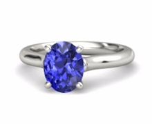 Natural Tanzanite Oval Cut 1.80 to 2.00cts 14kt White Gold Solitaire Ring Gemstone Size 4 5 6 7 8 9 10 Half & 1/4 Sizes