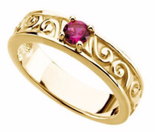 Mothers Ring Design 14kt yellow Gold 4mm Stone Ruby or any Gemstone Preffered Size 3 4 5 6 7 8 9 Plus Half Sizes