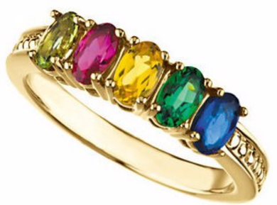 Reserved for emilynance5:  Mothers Ring 14k yellow Gold 5.00X3.00mm Oval Genuine Stones
