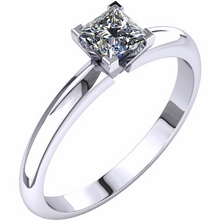 Princess Cut Diamond Solitaire 14kt White Gold Engagement Ring Princess Diamond 0.25pts HandCrafted 14kt White Yellow Gold Sz 3 - 9