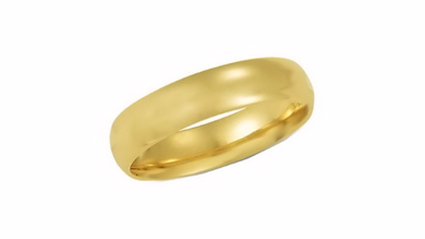 14kt Yellow Gold Wedding Band 5mm Half Dome High Polish Design Custom Made Size 4 5 6 7 8 9 & 1/4 Size increments