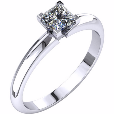 Princess Cut Diamond Solitaire Ring 14kt White Gold Engagement Ring Princess Diamond 0.20pts HandCrafted 14kt White or Yellow Gold Sz 3 - 9
