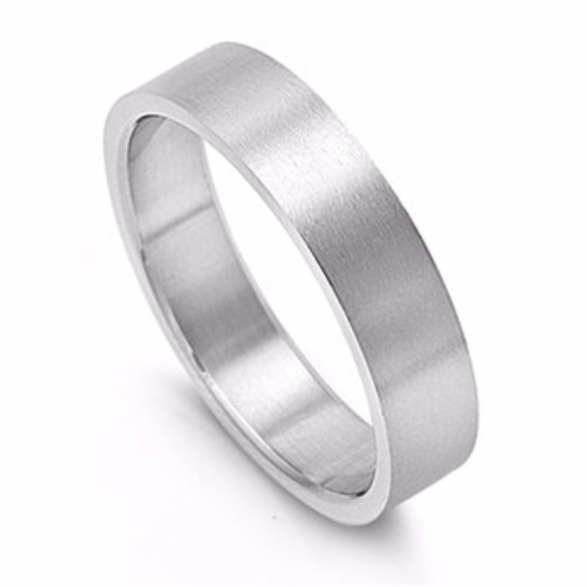 14kt White Gold Wedding Band 6mm Flat Pipe Design