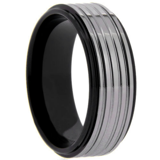 Black Tungsten Ring His Or Hers 6MM & 8MM Wedding Band Two Tone Polished Sizes 6 - 11