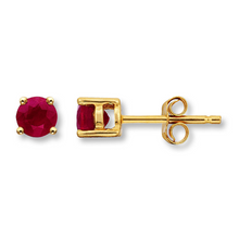 14kt Yellow Gold Ruby Stud Earrings Pick Your Birthstone