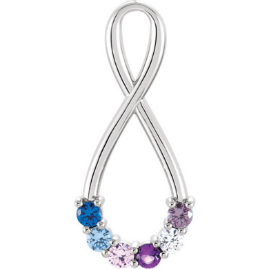 Infinity Necklace 14kt White Gold Pendant  Six Stones 3.0mm Stones Choose any Gemstone Preffered