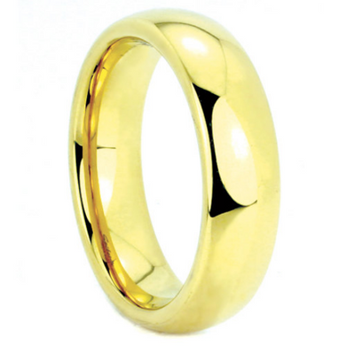Tungsten Dome Wedding Band IP Gold Two Tone Comes in 4MM or 6MM Band Polished Finish Sizes 5 6 7 8 9 10