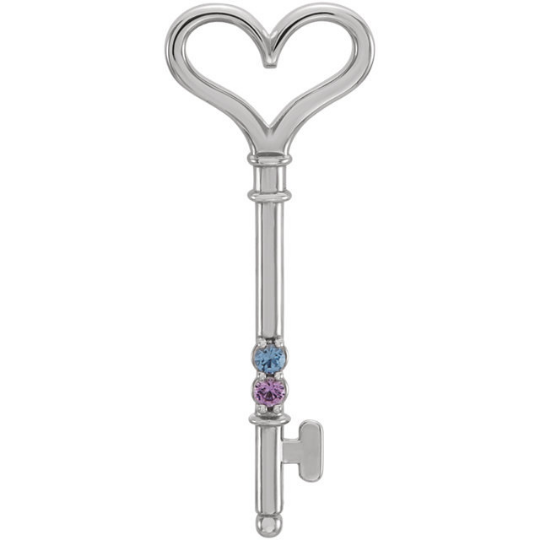 RESERVED FOR Susan Jordan: Key & Heart Mothers Pendant 14kt White Gold with 18