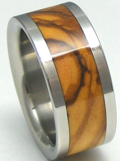 Titanium Bethlehem Olivewood Wedding Band His or Hers HOLY LAND Wooden Rings Available in Ring Sizes 4-17