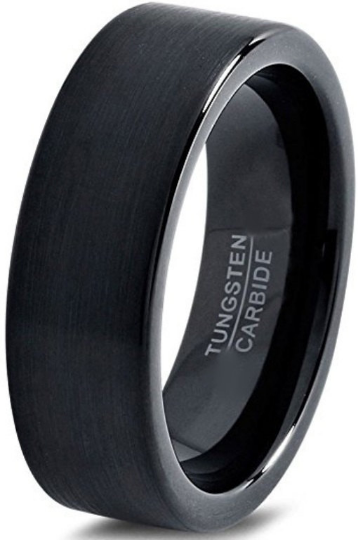 Black Tungsten Carbide Pipe Cut 7mm Comfort Wedding Band Sz 4 4.5 5 5.5 6 6.5 7 7.5 8 8.5 9 9.5 10 10.5 11 11.5 12 12.5 13 13.5 14 14.5 15