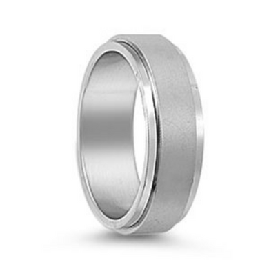 Silver Wedding Band Sterling 925 Matte Finish Polished Edges 8mm Custom Made Size 5 6 7 8 9 10 11 12 13 14 15