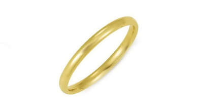 14kt Yellow Gold Wedding Band 2mm Half Dome High Polish Design Custom Made Size 4 5 6 7 8 9 & 1/4 size increments