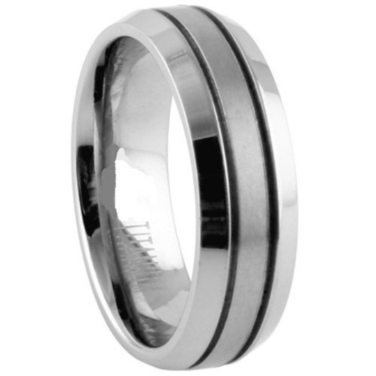 Titanium Wedding Band Comfort Fit Ring 8mm Width Satin Finish Polished Edge Men or Womens Size 9 10 11 12 13