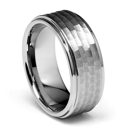 9mm Tungsten Carbide COMFORT FIT Hammered Wedding Band Ring Cobalt