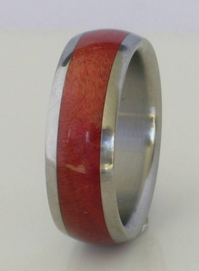Titanium Wood Ring Exotic Pink Ivory Wood Wedding Band Comfort Fit Available for Men and Women Size 4-18