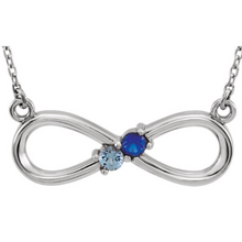 Infinity Necklace 14kt White Gold 17" White Gold Chain Pendant 2.5mm Stone Sapphire & Blue Topaz or any Gemstone Preffered