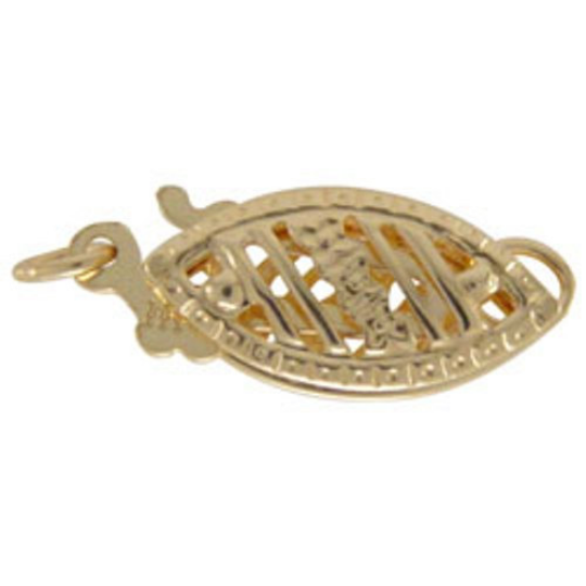 Yellow Gold Filled Pearl Clasp Single Strand Filigree Lock Jewelry Size 13 x 5.5m