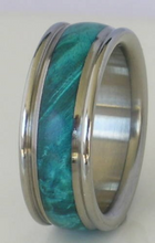 Titanium Turquoise Maple Burl Wood Band Wooden Wedding Ring size 4-17 Rings His or Hers Bands