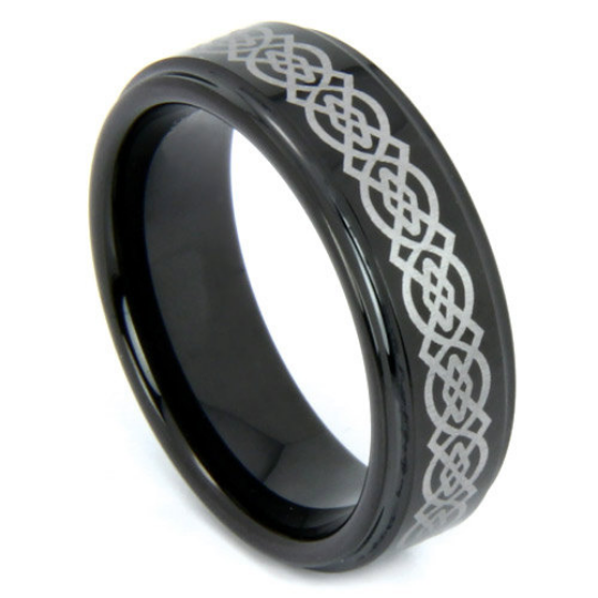 Tungsten Ring Laser Etched Celtic Design 6MM Wedding Band High Polish Finish Comfort Fit Size 5 6 7 8 9