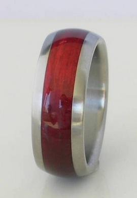 Titanium Wood Ring Purple Heart Wooden Inlay Band Custom Made for Men and Ladies Size 4-17 Bands