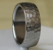 Titanium Wedding Band Comfort Fit Custom Designed Hammer Finish for Men and Women Available in Sizes 4-17