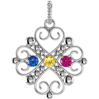 Victorian Mothers Pendant in 14kt White or 14kt Yellow Gold with 18