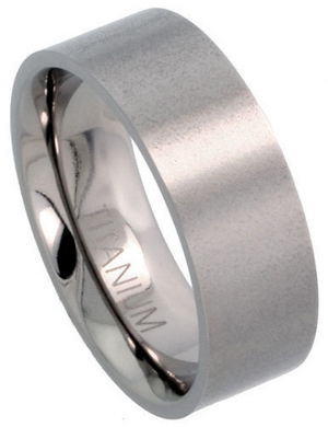 Titanium Wedding Band Comfort Fit Ring 8mm Width Pipe Flat Matte Finish Polish Men or Womens Size 6 7 8 9 10 11 12 13 14 15 and 1/2 Sizes